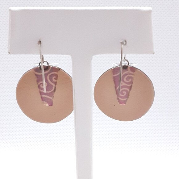 Root Beer Colored Dichroic Glass French Wire Earring Tops Marked 925 Sterling - Picture 3 of 10